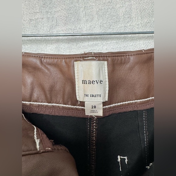 Anthropologie Maeve Collette Brown cropped Faux Leather Pants - Picture 6 of 9